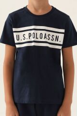 U.S. Polo Assn Lisanslı Rectangular Pattern Lacivert Erkek Çocuk Bermuda Takım