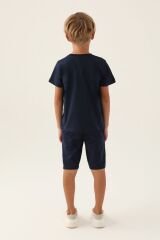 U.S. Polo Assn Lisanslı Rectangular Pattern Lacivert Erkek Çocuk Bermuda Takım