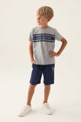 U.S. Polo Assn Lisanslı Rectangular Pattern Lacivert Erkek Çocuk Bermuda Takım