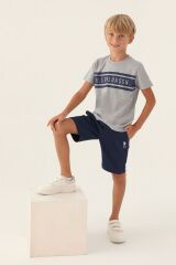U.S. Polo Assn Lisanslı Rectangular Pattern Lacivert Erkek Çocuk Bermuda Takım