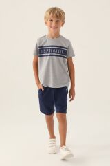 U.S. Polo Assn Lisanslı Rectangular Pattern Lacivert Erkek Çocuk Bermuda Takım