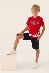 U.S. Polo Assn Lisanslı Est Kırmızı Erkek Çocuk Bermuda Takım