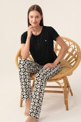 2895 Kısa Kollu Kadın Pijama Takımı Siyah
