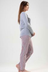 Pamuklu Kadın Uzun Kol Pijama Takım, 203148