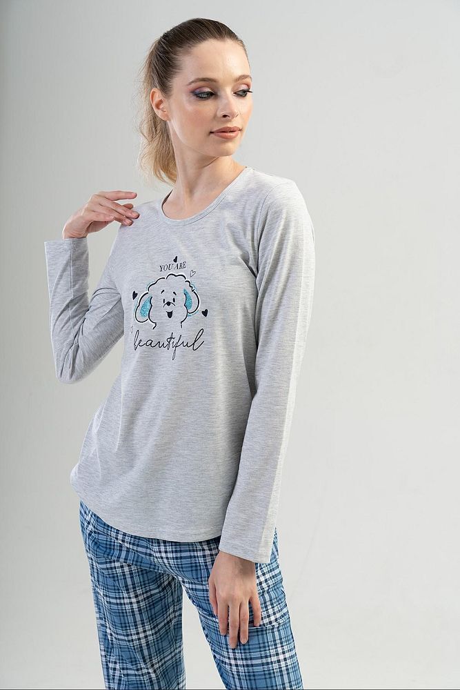 Pamuklu Kadın Uzun Kol Pijama Takım, 204159