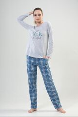 Pamuklu Kadın Uzun Kol Pijama Takım, 204159