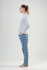 Pamuklu Kadın Uzun Kol Pijama Takım, 204159