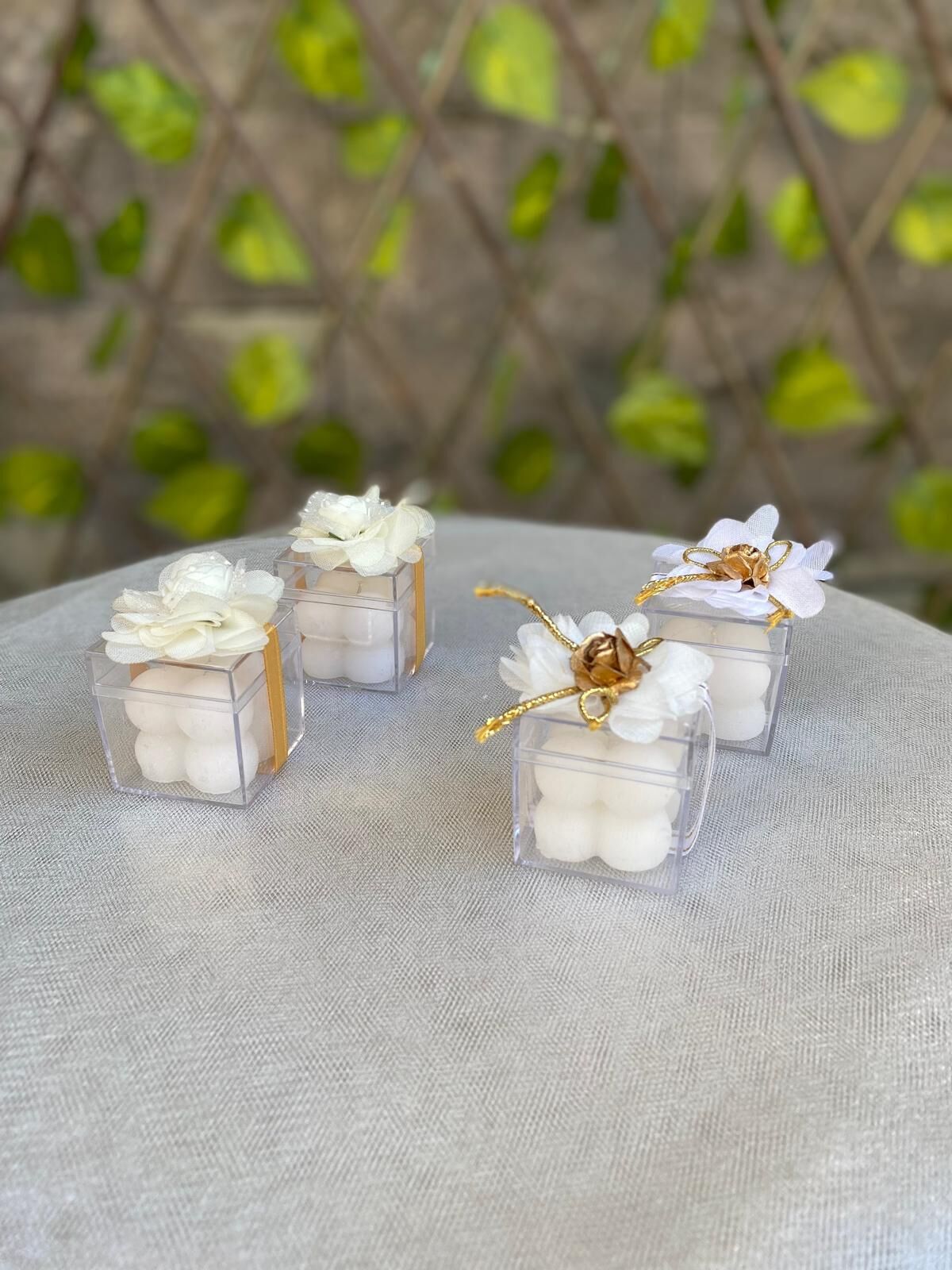 Ekru 10 adet Lotus Mum Hediyelik Söz, Nişan, Nikah, Doğum Hediyeliği