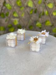 Ekru 10 adet Lotus Mum Hediyelik Söz, Nişan, Nikah, Doğum Hediyeliği