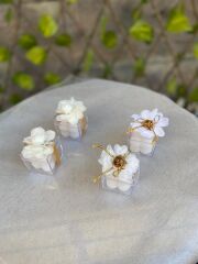 Ekru 10 adet Lotus Mum Hediyelik Söz, Nişan, Nikah, Doğum Hediyeliği