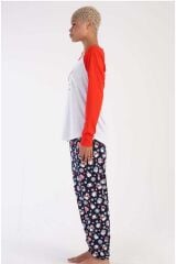 Kadın Uzun Kol kırmızı Pijama Takımı