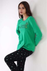 Kadın Uzun Kol Yeşil Pijama Takımı